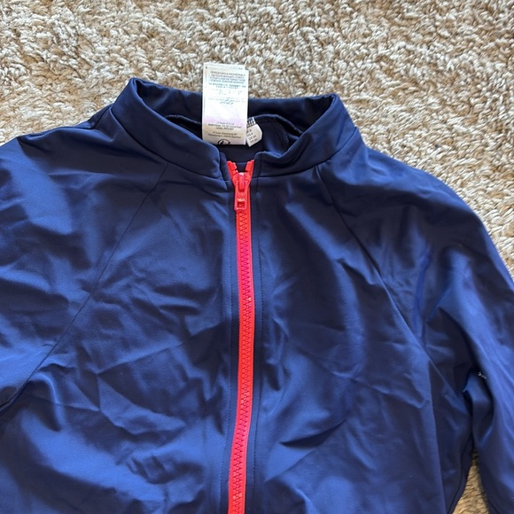 Boden Navy Rash Guard with Pink Zipper - Picture 3 of 4